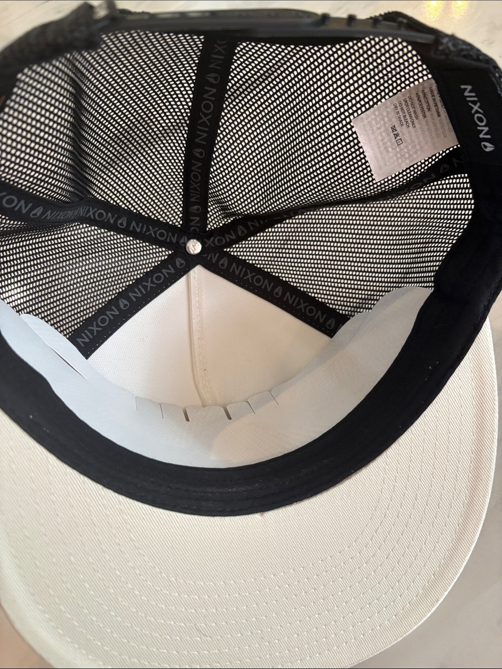 Nixon Two-Tone White Front Black Mesh Trucker Hat - Picture 4 of 5